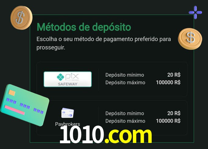 O cassino 1010.com oferece uma grande variedade de métodos de pagamento
